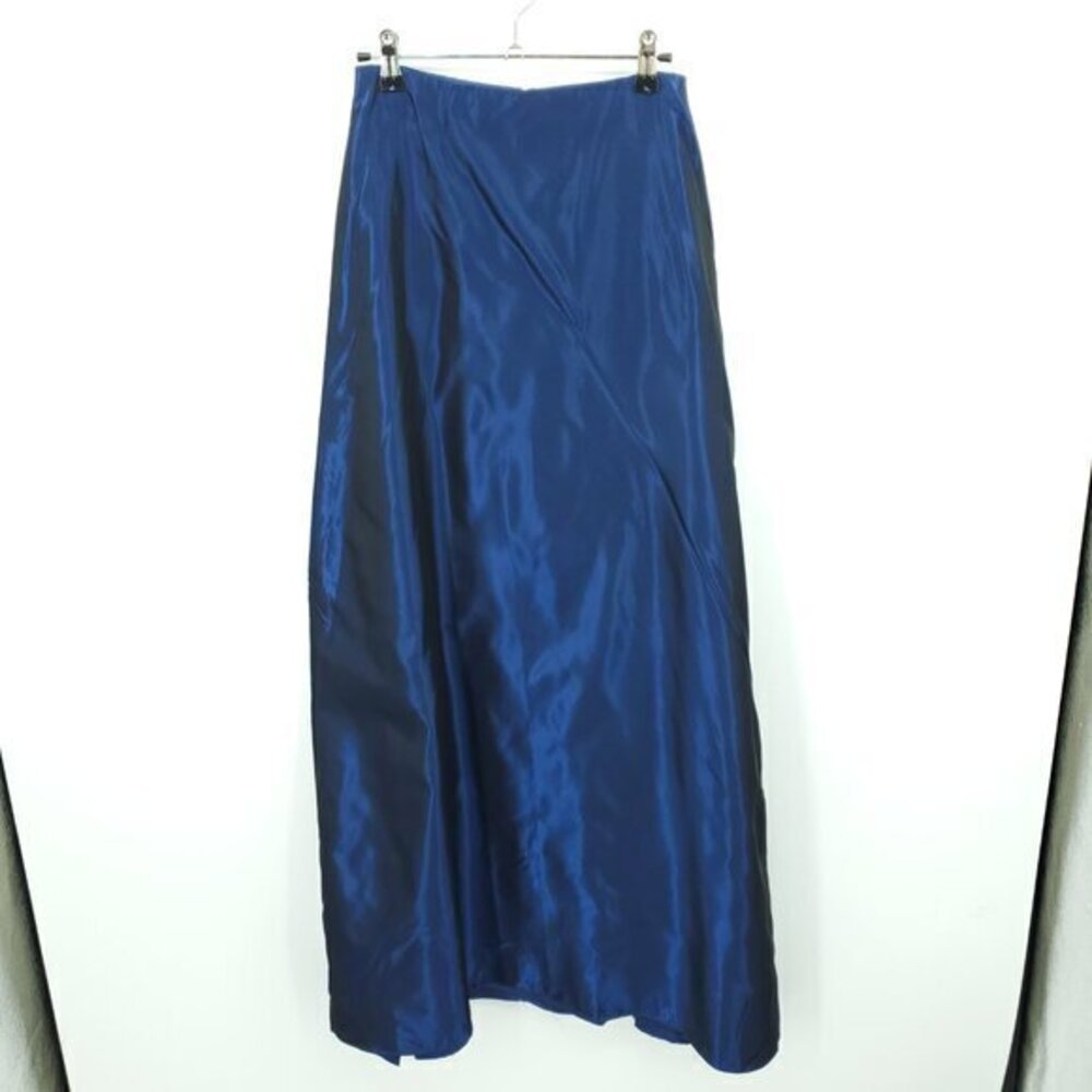 VTG 90s After Six Shiny Maxi Formal Skirt 8 Dark Blue